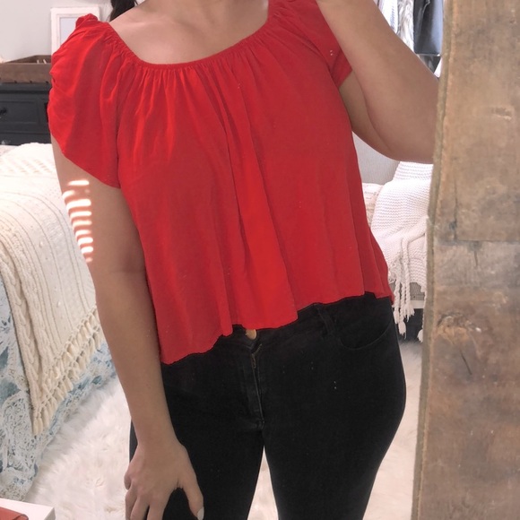 Altr’D State size small red boho tie sleeve top - Picture 3 of 6